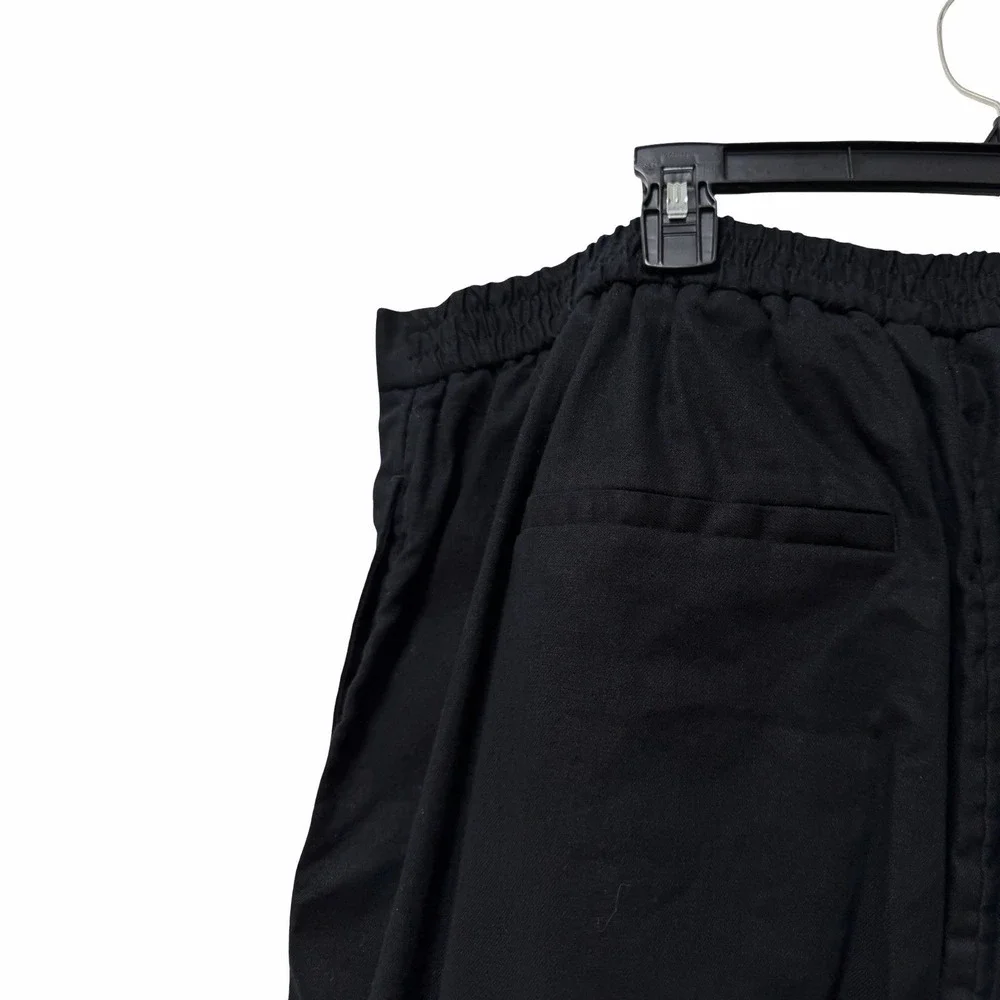 Banana Republic Womens Linen Blend Pull On Wide Leg Cropped Pants Size XXL Black